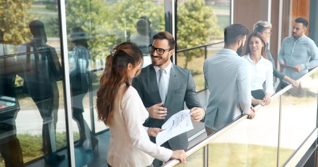 Business people talking outdoor